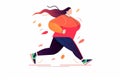 female overweight runner. Healthy active lifestyle. Generative ai