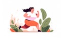 female overweight runner. Healthy active lifestyle. Generative ai