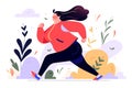 female overweight runner. Healthy active lifestyle. Generative ai