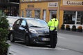 FEMALE PARKING INSPECTOR PARKING FINE Royalty Free Stock Photo