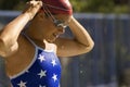 Female Participant Wearing Swim Cap Royalty Free Stock Photo