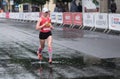 Female participants running on the central street of Dnipro city