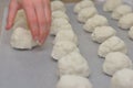 Female pastry chef hands preparing coconut cupcakes Royalty Free Stock Photo