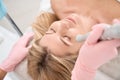 Female patient on laser skin resurfacing procedure Royalty Free Stock Photo