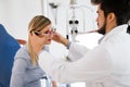 Girl woman in ophthalmology clinic for diopter detection Royalty Free Stock Photo