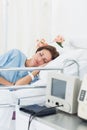 Female patient sleeping in medical bed Royalty Free Stock Photo