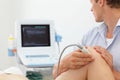 Female patients knee joint dynamic test - ultrasound