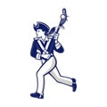 Female Patriot Lacrosse Player Mascot