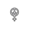 Female peace outline icon