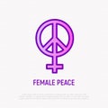 Female peace thin line icon. Modern vector illustration