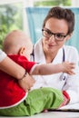 Female pediatrician with little patient
