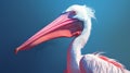 Playful White Pelican Digital Painting With Long Beak