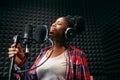 Female performer songs in audio recording studio