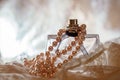 Female perfume with pearls Royalty Free Stock Photo