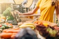 Female person cooking on the kitchen, healthy food Royalty Free Stock Photo