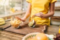 Female person cooking, organic food preparing Royalty Free Stock Photo