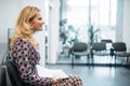 Female person at the interview in business office Royalty Free Stock Photo