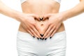 Female person stomach, white background Royalty Free Stock Photo