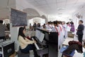 Female pianist and choir