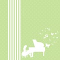 A Female Pianist, Grass Green Background