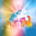 A Female Pianist, Rainbow Color Royalty Free Stock Photo