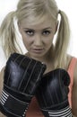 Female with pig tails boxing Royalty Free Stock Photo