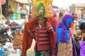 Female Pilgrim Carrying Bundle on Her Head On Pilgrimage in India