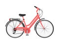 Female pink bicycle vector illustration isolated on white background.