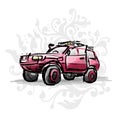 Female pink jeep, sketch for your design