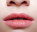 Female pink plump lips makeup