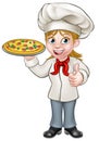 Female Pizza Chef Cartoon Character Royalty Free Stock Photo