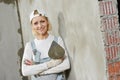 Female plasterer portrait Royalty Free Stock Photo