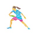 Female player is playing Ultimate Frisbee, vector