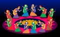 Female playing dandiya on Navratri Garba dance in photo