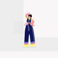 Female Plumber, Mechanic Flat Vector Illustration Royalty Free Stock Photo