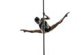 Female pole dancer posing in studio Royalty Free Stock Photo