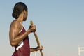 Female Pole Vaulter Holding Pole Royalty Free Stock Photo