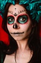 Female portrait in Catrina Calavera style close up vertical Royalty Free Stock Photo