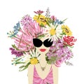 Female portrait with floral hairstyle for your