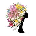 Female portrait with floral hairstyle for your