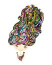 Female portrait, ornate hairstyle for your design