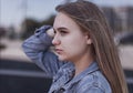 Female portrait in profile of a charming teenage girl Royalty Free Stock Photo