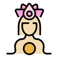 Female pose meditation icon vector flat