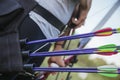 Female Practicing Archery At The Range Royalty Free Stock Photo