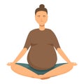 Female pregnant practice yoga icon cartoon vector. Relax meditation