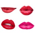 Female pretty red lips set