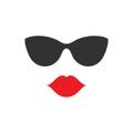 Female pretty red lips and sunglasses