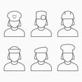 Female profession web icons vector set
