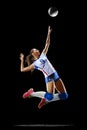 Female professional volleyball player on black Royalty Free Stock Photo