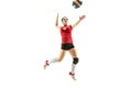 Female professional volleyball player isolated on white Royalty Free Stock Photo